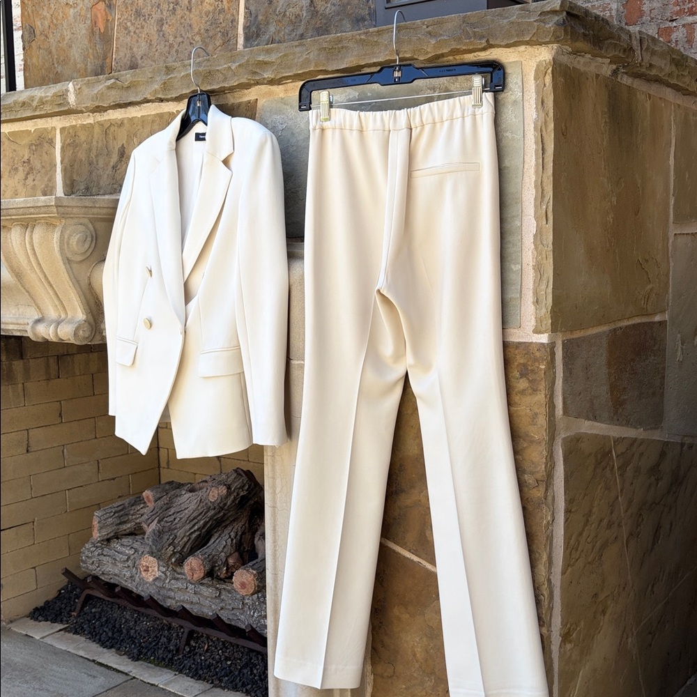Theory Cream Double-Breasted Blazer and Pants Set - Picture 4 of 9